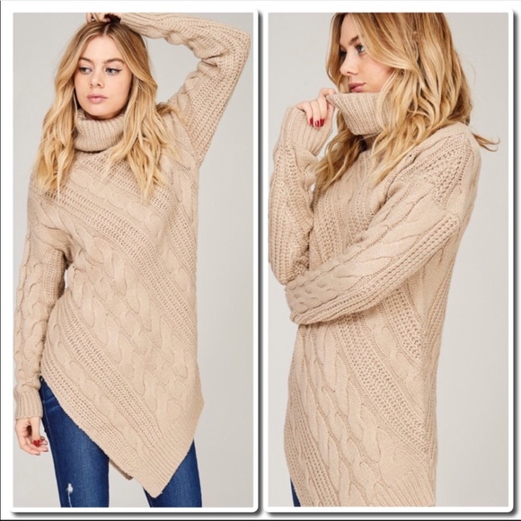 Knit crochet turtleneck sweater in Taupe - Picture 4 of 8